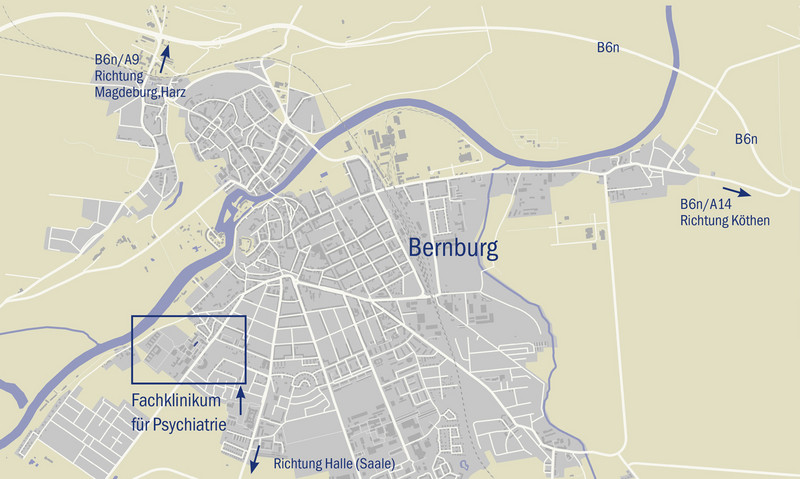 Anfahrtskizze zur Gedenkstätte - Bildausschnitt Bernburg